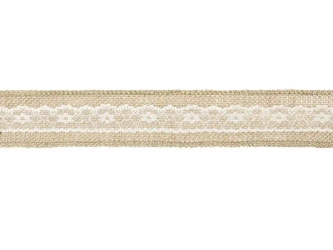 Taśma jutowa z koronką 5x500cm - PartyDeco