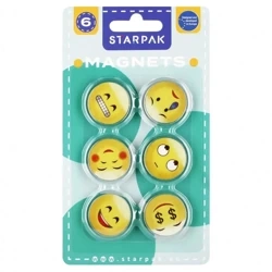 Magnes kolorowy emotikony 33mm 6 sztuk - STARPAK