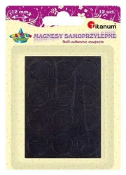 Magnesy samoprzylepne okrągłe czarne 12mm 12szt - Titanum