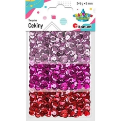 Cekiny okrągłe 8mm zestaw metaliczny 3 kolory x5g - Titanum