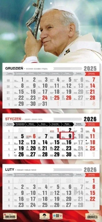 Kalendarz 2026 trójdzielny płaska główka JP II - Pan Kalendarzyk