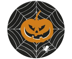 Talerzyki papierowe Halloween Dynia 22,7cm 8szt - Godan