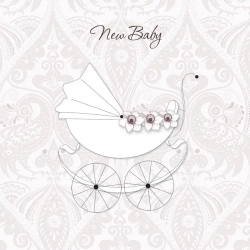 Karnet Swarovski kwadrat CL0108 Narodziny wózek - Clear Creations