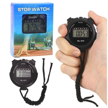 Stoper cyfrowy LCD czarny - Leantoys