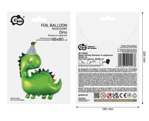 Balon foliowy Dinozaur w czapeczce 36cm - Godan