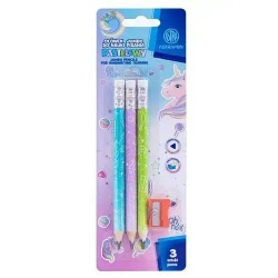 Ołówki grafitowe trójkątne HB Jumbo Astrakids Unicorn 3 szt. z temperówką - ASTRA art-pap