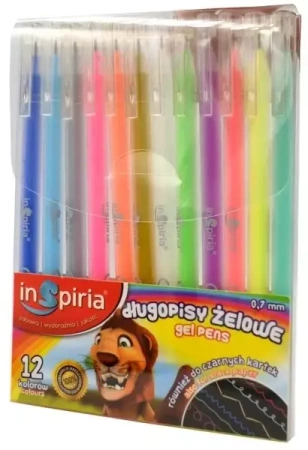 Długopisy żelowe 12 kolorów - InSpiria