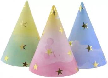 Czapeczki papierowe Złote Gwiazdki 6szt - Godan
