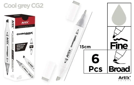 Marker Chromax z 2 końcówk. cool grey CG2 (6szt) - Artix