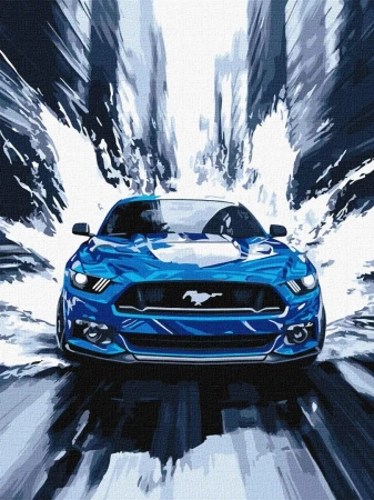 Malowanie po numerach - Niebieski mustang 30x40cm - Ideyka