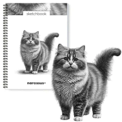 Szkicownik A4/50K na spirali - Kot - Narcissus
