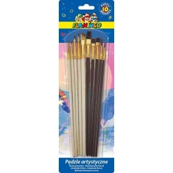 Pędzle artystyczne z drewnianym uchwytem 10szt - Titanum