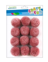 Craft with Fun Ozdoba dekoracyjna Pompon Welna 3cm/12szt Roz 12/144