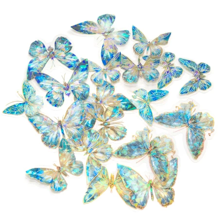 Połyskujące naklejki PET - Motyle blue stardust - Dalprint