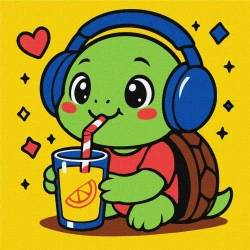 Malowanie po numerach - Żółwik pije lemoniadę - Ideyka