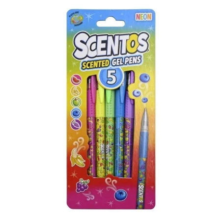 Długopisy pachnące żelowe neon 5szt - Scentos