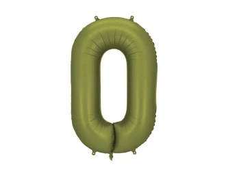 Balon foliowy cyfra 0 86cm oliwkowy - PartyDeco