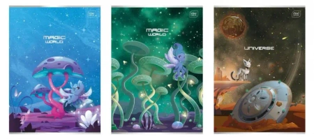 Zeszyt A4/32K kolorowa trzylinia Fantasy (10szt) - INTERDRUK