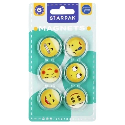 Magnes kolorowy emotikony 33mm 6 sztuk - STARPAK