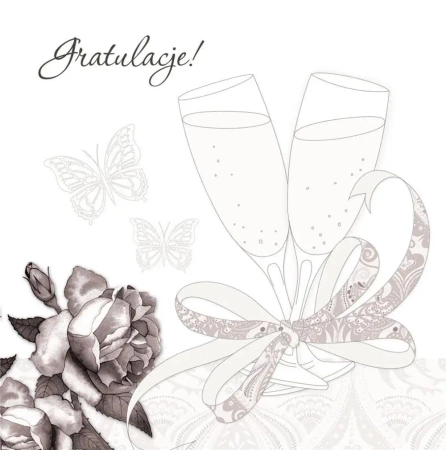 Karnet Swarovski kwadrat CL0106 Ślub kieliszki - Clear Creations