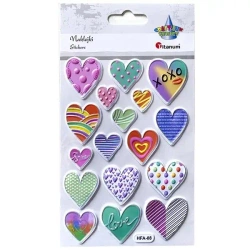 Naklejki wypukłe serca mix 17szt - Titanum