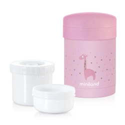 Termos na jedzenie z 2 pojemnikami hermetycznymi Azure-Rose - różowy