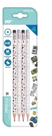 Ołówek z gumką HB 4szt - MP Main Paper