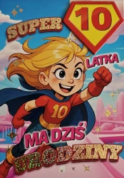 Karnet Urodziny 10 dziewczynka - Superbohaterka - YEKU