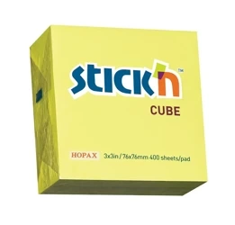 Notes samoprzylepny 76x76mm kostka żółty neon Maped 400 kartek