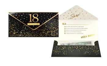 Koperta podarunkowa, 18 urodziny (czarna)