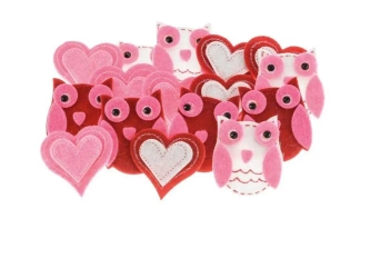 Naklejki z pianki serca i sowy 16szt - Brewis