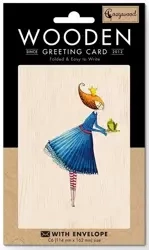 Karnet drewniany C6 + koperta Kobieta z żabą - Cozywood