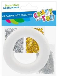 Cekiny Metaliczne Guziki Złote/srebrne Zestaw Ring Craft with Fun 567259