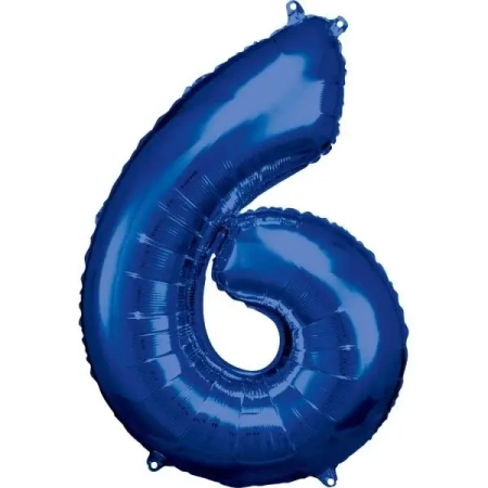 Balon foliowy cyfra 6 niebieska 60x86cm - Amscan