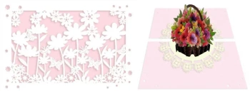 Karnet 12x18 cm + koperta POP-UP Kosz z kwiatami - DaVinci