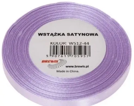 Wstążka satynowa jasny lawendowy 12mm x 32m - Brewis
