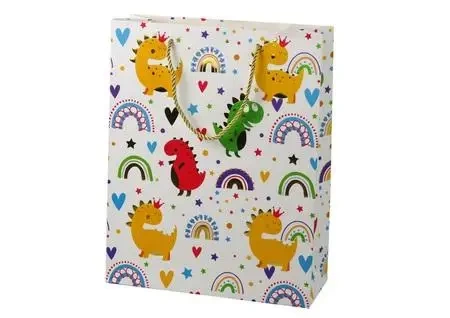 Torba prezentowa dinozaury tęcza 32x26x10cm - Leantoys