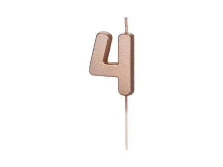 Świeczka urodzinowa 4 różowe złoto 4.5cm - PartyDeco