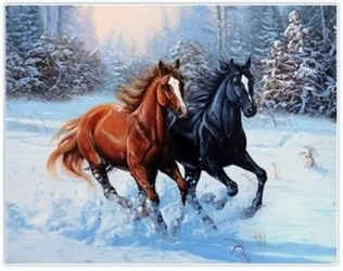Diamentowa mozaika konie w śniegu NO-1008676 - Norimpex
