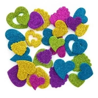 Naklejki z pianki brokat serca 45szt - Dalprint