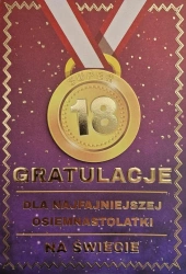 Karnet Urodziny 18 medal damskie - YEKU