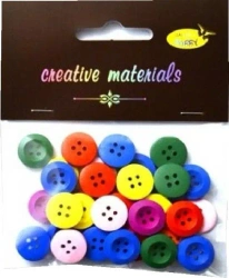 Guziki drewniane kolorowe 15mm 15g - Galeria Hobby