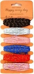 Sznurki papierowe z nitką złotą 6 kolorów - Galeria Hobby