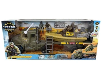 Auto wojskowe z lawetą i łodzią 64,5x28x12,5cm - ADAR