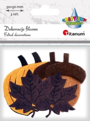 Dekoracje filcowe dynie 3D 50x51mm 6szt - Titanum