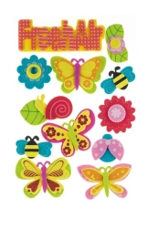 Naklejki z pianki kwiatki 12szt MIX - Brewis