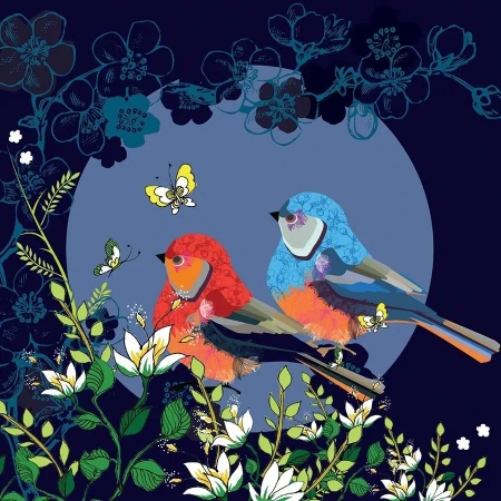 Karnet Swarovski kwadrat CL0701 Ptaszki i motylek - Clear Creations