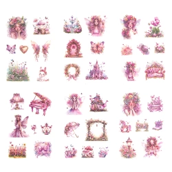 Naklejki połyskujące PET - Wróżki pink 6ark - Dalprint