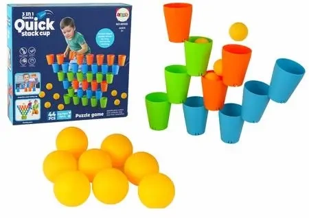 Układanka kubeczki gra 3w1 44 el - Leantoys