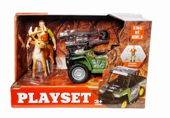 Pojazd quad z myśliwym i jeleniem - SWEDE